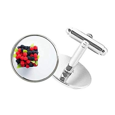 Imagem de DIYthinker Abotoaduras com fecho de botão redondo com foto de frutas vermelhas temperadas