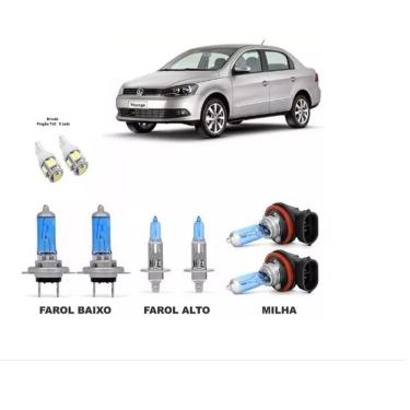 Imagem de Kit Lampada Super Branca Vw Voyage G6 Farol Alto+baixo+milha