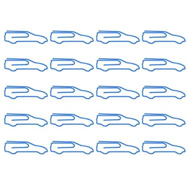 Imagem de Zerodis 20 peças clipes de papel, azul estilo de carro à prova de ferrugem pequenos clipes de papel divertidos marcadores com caixa para organização de documentos e escritório