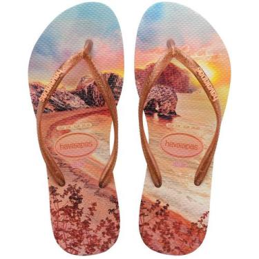 Imagem de Chinelo Havaianas Feminino Slim Paisage 33/4 Bege Palha