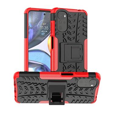 Imagem de YUNCHAO Caixa de telefone Para Motorola Moto G22/E32 Textura do pneu TPU + Caixa de telefone PC com suporte capa para celular