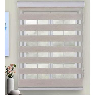 Imagem de Persiana Rolo Duplo Bandô Sunny Linho 220 (L) x 220 (A) Cortina Zebra Double Vision 2,20 X 2,20