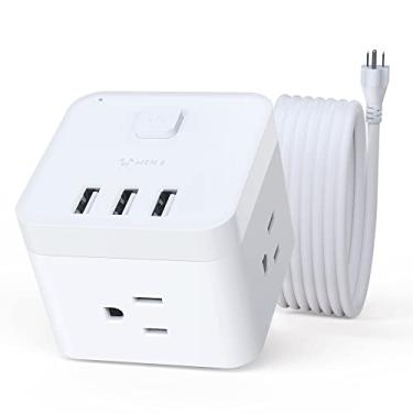 Imagem de BULL Cabo de alimentação com USB, Power Cube com 3 tomadas CA e 3 portas USB-A, cabo de extensão de 1,5 m, estação de carregamento USB para iPhone/iWatch/iPad/tablets/fones de ouvido, cruzeiro, itens essenciais para a casa, listado em TUV