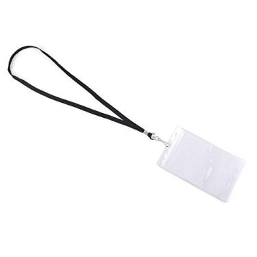 Imagem de Suporte de crachá com cordão, extra grande, 15 x 10 cm, porta-crachás transparente para passaporte, dinheiro, bilhete de avião, recibos, cartão de crédito