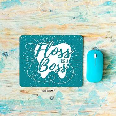 Imagem de HGOD DESIGNS Mouse pad para jogos desantist, cuidados dentários citação motivacional fio dental como um chefe Mousepad retângulo tapetes de mouse de borracha antiderrapante (7,9 x 9,5 polegadas)