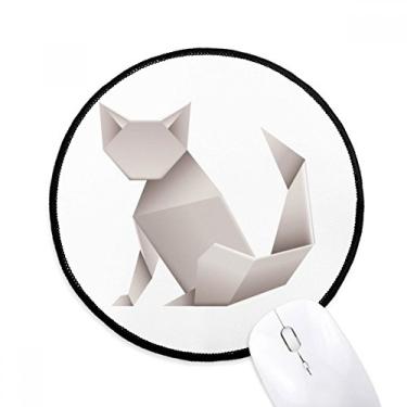 Imagem de DIYthinker Tapete de mouse abstrato geométrico origami padrão de gato desktop escritório tapete redondo para computador