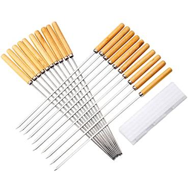 Imagem de Tianzo 20 peças de churrasco espeto grelhar kabob espetos de metal reutilizáveis para serviço pesado de aço inoxidável churrasco shish kabob ferramentas para cachorro-quente carnes peixe legumes filé