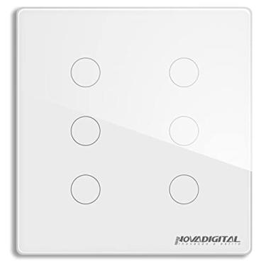 Imagem de Interruptor 4 E 6 Botões Branco Touch Wi-fi Rf 433mhz Premium Padrão 4x4 (6 BOTÔES BRANCO)