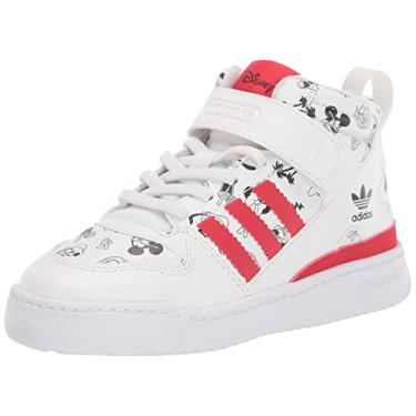 Imagem de adidas Originals Tênis infantil unissex Forum Mid 360, Branco/Vermelho vívido/Branco, 4 Toddler