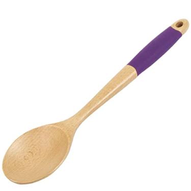 Imagem de Chef Craft Colher de madeira com alça de silicone roxo, 35,5 cm