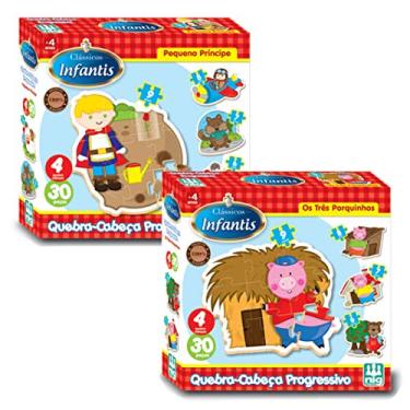 Imagem de Kit 2 Quebra Cabeça Infantil Progressivo Educativo 60 pçs Nig