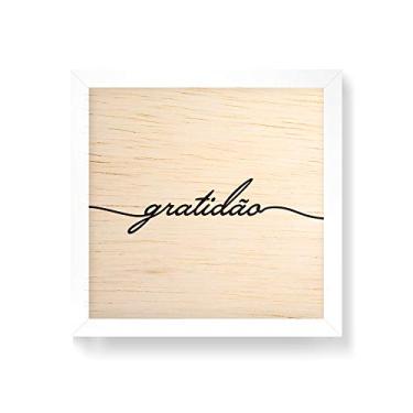 Imagem de Arte Maníacos Quadro decorativo com moldura caixa branca em Madeira - Gratidão Linha - 30x30cm