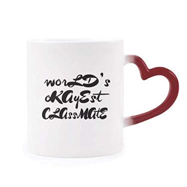 Imagem de Caneca sensível ao calor World's Okayest Classmate temporada de formatura copo de grés que muda de cor vermelha