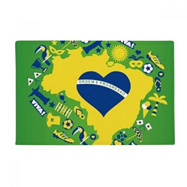 Imagem de DIYthinker Tapete de porta de banheiro antiderrapante em forma de coração para mapas do Brasil