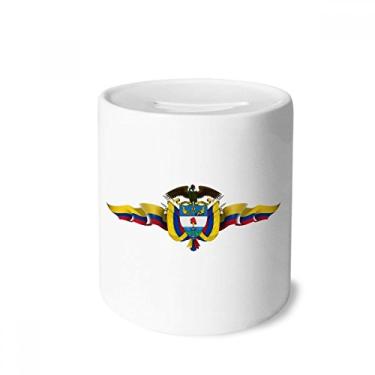 Imagem de DIYthinker Porta-moedas com emblema nacional da bandeira da Colômbia da América Caixa de cerâmica para presente de cofrinho