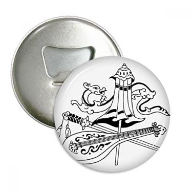 Imagem de Guarda-chuva chinês espada dragão desenho abridor de garrafa ímã de geladeira emblema multifuncional