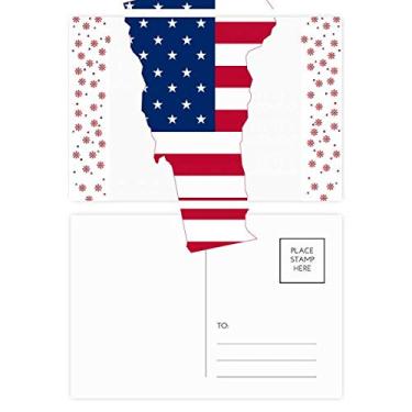 Imagem de Vermont Mapa dos EUA Estrelas Listras Bandeira Formato Natal Flor Celebração Cartão Postal Cartão Bênção