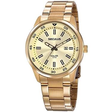 Imagem de Relógio Seculus Masculino Dourado Long Life 20786gpsvda2 Analógico 5 Atm Cristal Mineral