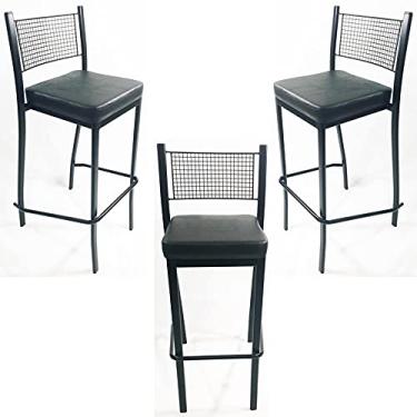 Imagem de Kit 3 Banquetas EMPILHÁVEL Preta altura 65cm assento preto - Poltronas do Sul