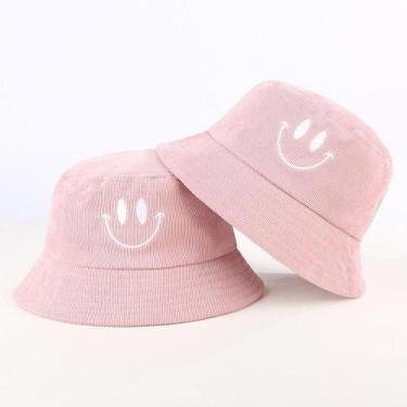 Imagem de Bone Chapeu Bucket Hat Smile Sorriso Veludo Rosa - Bulier Modas