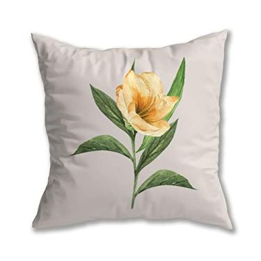 Imagem de Capa de Almofada Floral Suede Zíper Invisível (Flor Amarela - 45 x 45 cm)