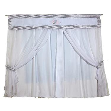 Imagem de Cortina Infantil de Bando com Voil - Elefante Chevron Tifanny