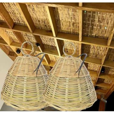 Imagem de 4 Placas De Bambu + 2 Luminárias P/ Pergolados, Área Gourmet, Etc - De