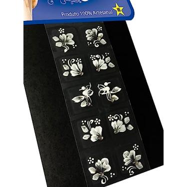 Imagem de Kit 100 Adesivos de Unhas Strass Nail, Branquinhos, Artesanal 100% Feitos a Mão, Arte Sedução
