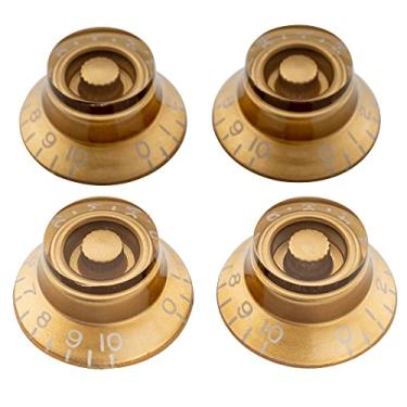 Imagem de Musiclily Pro Tamanho Métrico 18 Splines Knobs Guitarra Top Hat para Estilo Les Paul, Dourado (4 Peças)