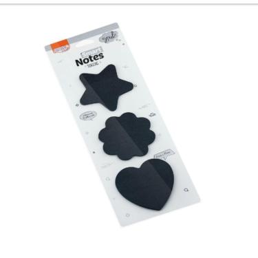 Imagem de Post-it Preto Smart Notes Token Estrela Flor Coração - Brw