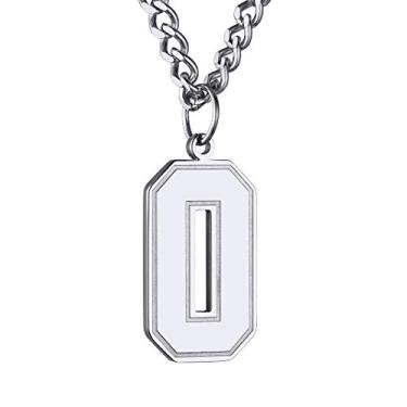 Imagem de GoldChic – Pingente masculino com letra inicial para meninos, banhado a ouro 18 quilates/aço inoxidável, jérsei SablonUp, atlético, alfabeto esportivo, colar com corrente cubana de 4 mm de espessura ajustável, 56 cm + 5 cm, presente de formatura com caixa de presente