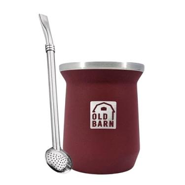 Imagem de Kit 1 Cuia Térmica Parede Dupla De Alumínio 1 Bomba De Chimarrão Tereré Inox Filtro Redondo 19cm Old Barn Cor:Vermelho