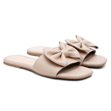 Imagem de Rasteirinha Laço Sandália Feminina Rasteira Moda Verão (37, Bege)