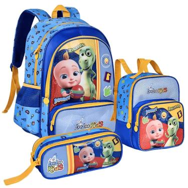 Imagem de Kit Escolar Mochila de Costas Lancheira Estojo Looloo Kids