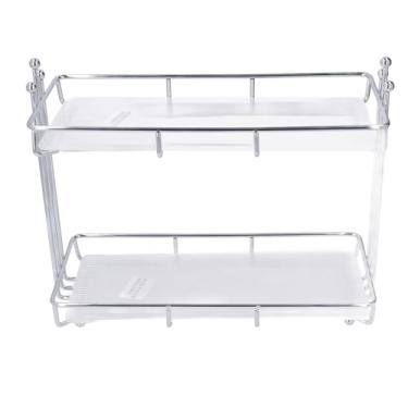 Imagem de Organizador de Bancada, Prateleira de Armazenamento de Balcão Rack de Armazenamento de Balcão Prateleira de Armazenamento de 2 Camadas Placa Acrílica de Aço Inoxidável Rack de