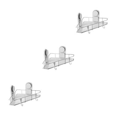 Imagem de Cabilock 3 Pçs Fixado Na Parede Prateleira Rack De Armazenamento Para Banheiro Punch Livre Prateleira Do Banheiro Tripé Lavatório Prateleira Gancho Up Canto