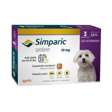Imagem de Antipulgas Para Cachorros Simparic 3 Comprimidos 10Mg - 2,5Kg A 5Kg -