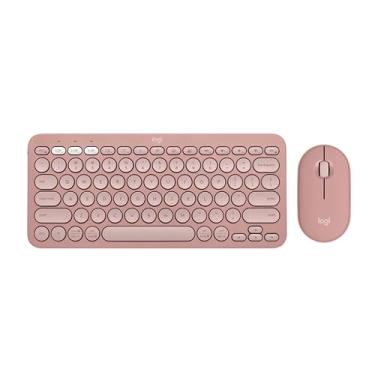 Imagem de Logitech Combo Pebble 2, teclado e mouse sem fio, silencioso e portátil, personalizável, Logi Bolt, Bluetooth, fácil interruptor para Windows, macOS, iPadOS, Chrome - Rosa tonal