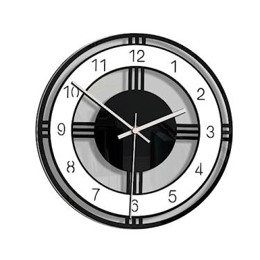 Imagem de LIFKOME Relógio de parede redondo Relógio de parede acrílico elegante relógio mudo relógio preto e branco para decoração relógio de parede criativo Moda decorar De madeira