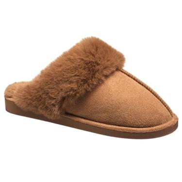 Imagem de NINE WEST Scuff Slippers For Women, Extra Soft & Comfortable Winter House Shoes, Tan, Small