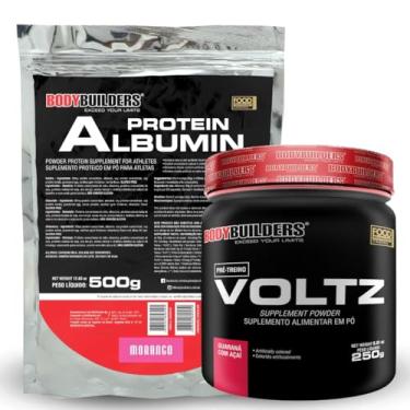 Imagem de Kit Albumin Protein Morango 500g + Pré-treino Voltz Açaí com Guaraná 250g - Bodybuilders
