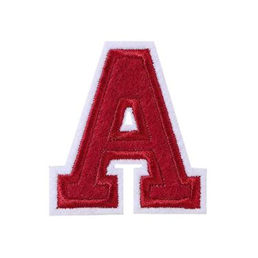 Imagem de Aplique bordado de letras, aplique de roupas, aplique de ferro/costurar no alfabeto inglês bordado decoração para camiseta casaco jeans bolsa (A)
