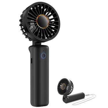 Imagem de FrSara Ventilador portátil recarregável, pequeno mini ventilador de mesa dobrável, energia eólica atualizada, 3 velocidades, bateria de longa duração de 2000 mAh, silencioso, portátil, adequado para
