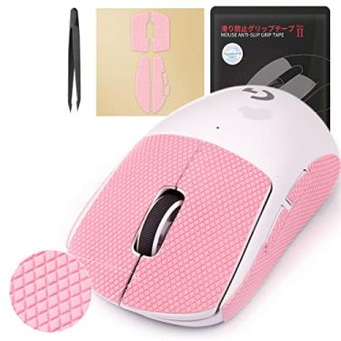 Imagem de HOTLINEGAMES [Atualização de aderência] Fita antiderrapante para mouse colorido HyperFit compatível com as películas de mouse sem fio Logitech G Pro X Superlight para jogos, resistente ao suor, corte