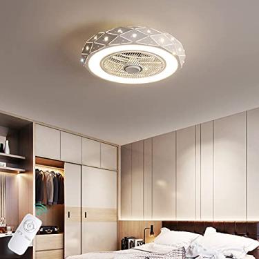 Imagem de Ventiladores de teto silenciosos com lâmpadas LED reguláveis com controle remoto Luz de teto com ventilador Cristal Moderna Sala de estar Iluminação de teto Ventilador de lâmina oculta 3 vel