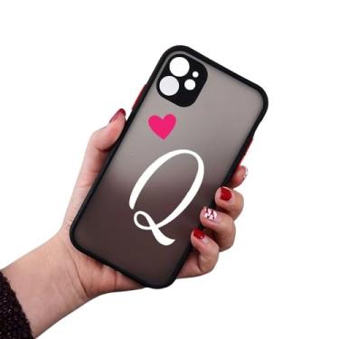 Imagem de Letra inicial AZ Love Heart Couples Phone Case para iPhone 11 12 13 14 15 Pro Max Mini X XR XS 7 8 Plus Capa de silicone Fundas,4,Para iphone 14 Pro