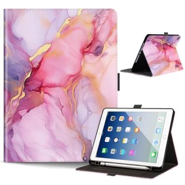 Imagem de Anpredo Capa para iPad 9/8/7 geração 10,2 polegadas com suporte para lápis, visualização em vários ângulos, capas fólio para Apple iPad 8ª/7ª/9ª geração, mármore rosa