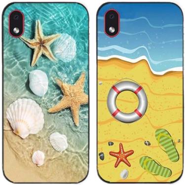 Imagem de 2 peças de capa de telefone traseira de silicone em gel TPU com estampa de estrela do mar de praia para Samsung Galaxy todas as séries (Galaxy A3 Core)