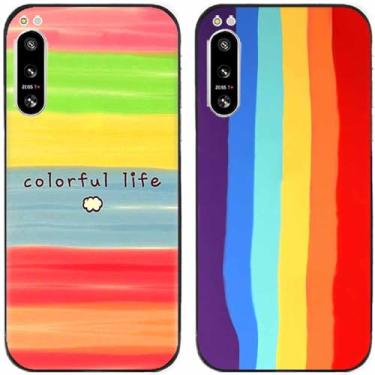 Imagem de 2 peças colorido vida arco-íris impresso TPU gel silicone capa de telefone traseira para Sony Xperia todas as séries (Sony Xperia 5 IV)