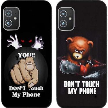 Imagem de 2 peças Bear You Don't Touch My Phone TPU gel silicone capa traseira para celular Asus Zenfone 8/9/10 (Asus Zenfone 8)